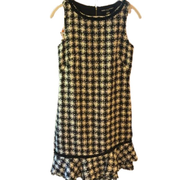 NWOT Karl Lagerfeld Paris Shift Sleeveless Tweed Dress Size 6 - Picture 3 of 8